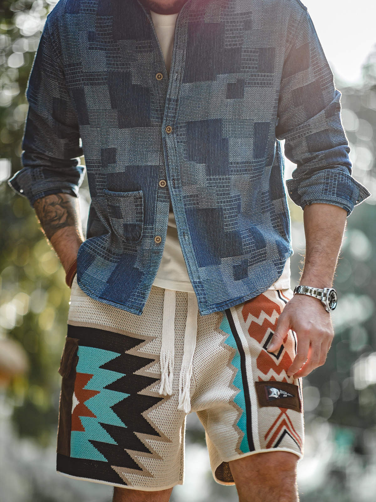 Native American Viscose Netted Shorts