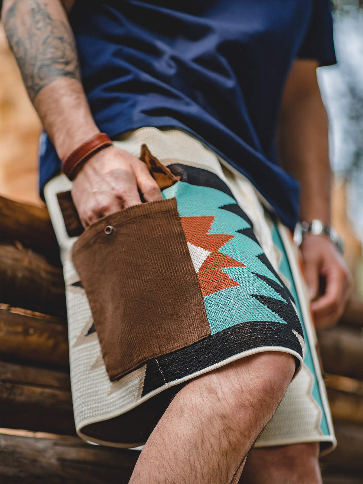 Native American Viscose Netted Shorts